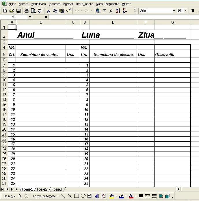 Condica de prezenta » Formular Excel | Formulare Tipizate Gratuite