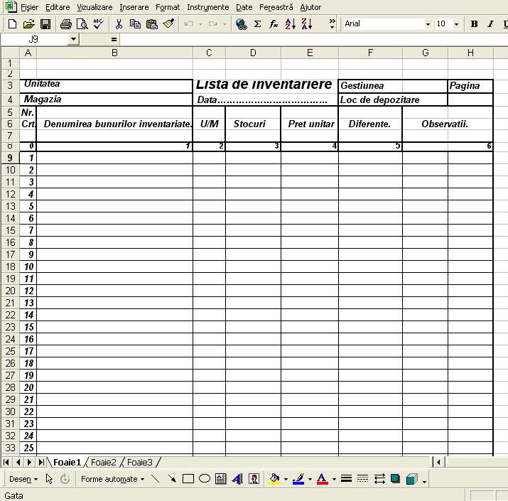 Listă de inventariere » Formular Excel | Formulare Tipizate Gratuite