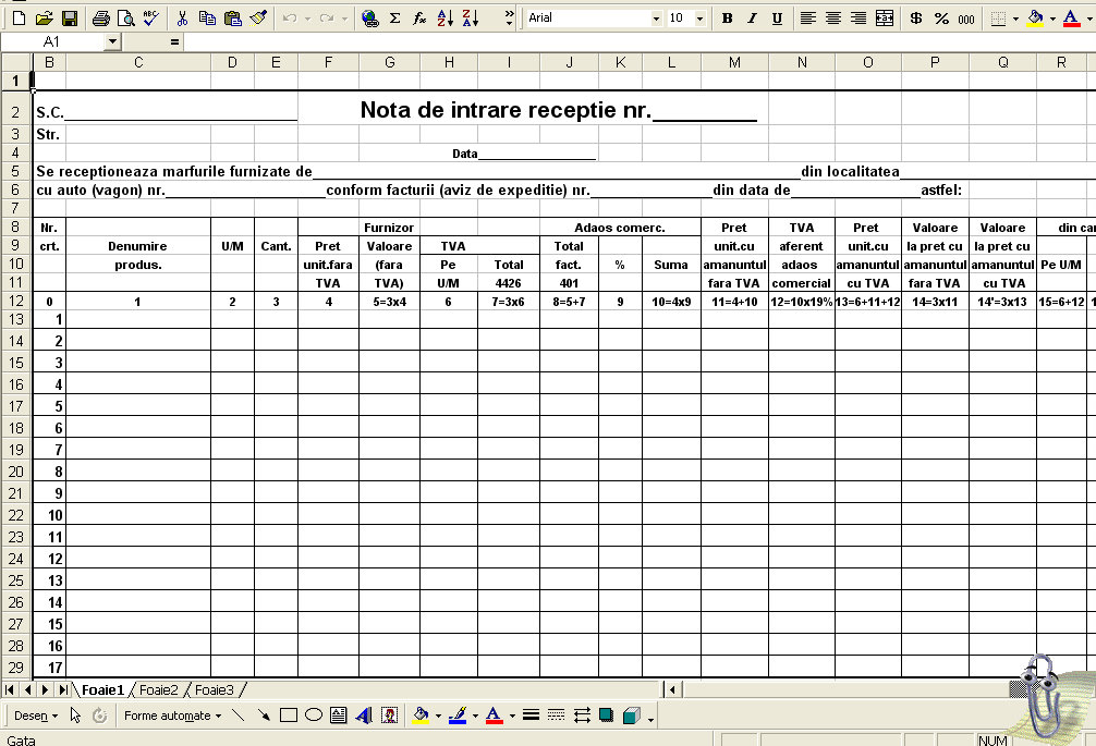 NIR – Notă Intrare Recepţie » Formular Excel | Formulare Tipizate ...