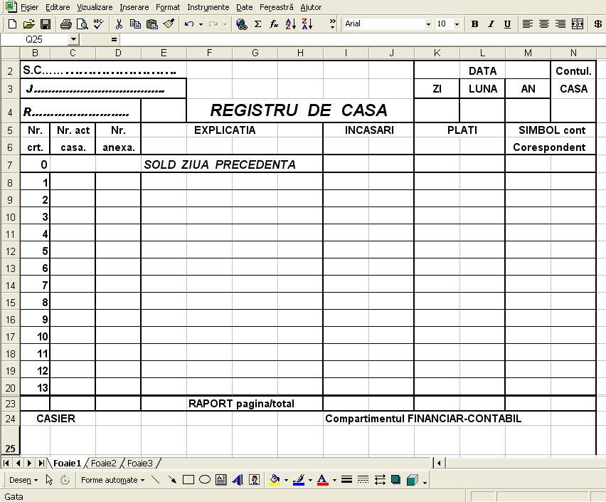 Registru de casă » Formular Excel | Formulare Tipizate Gratuite